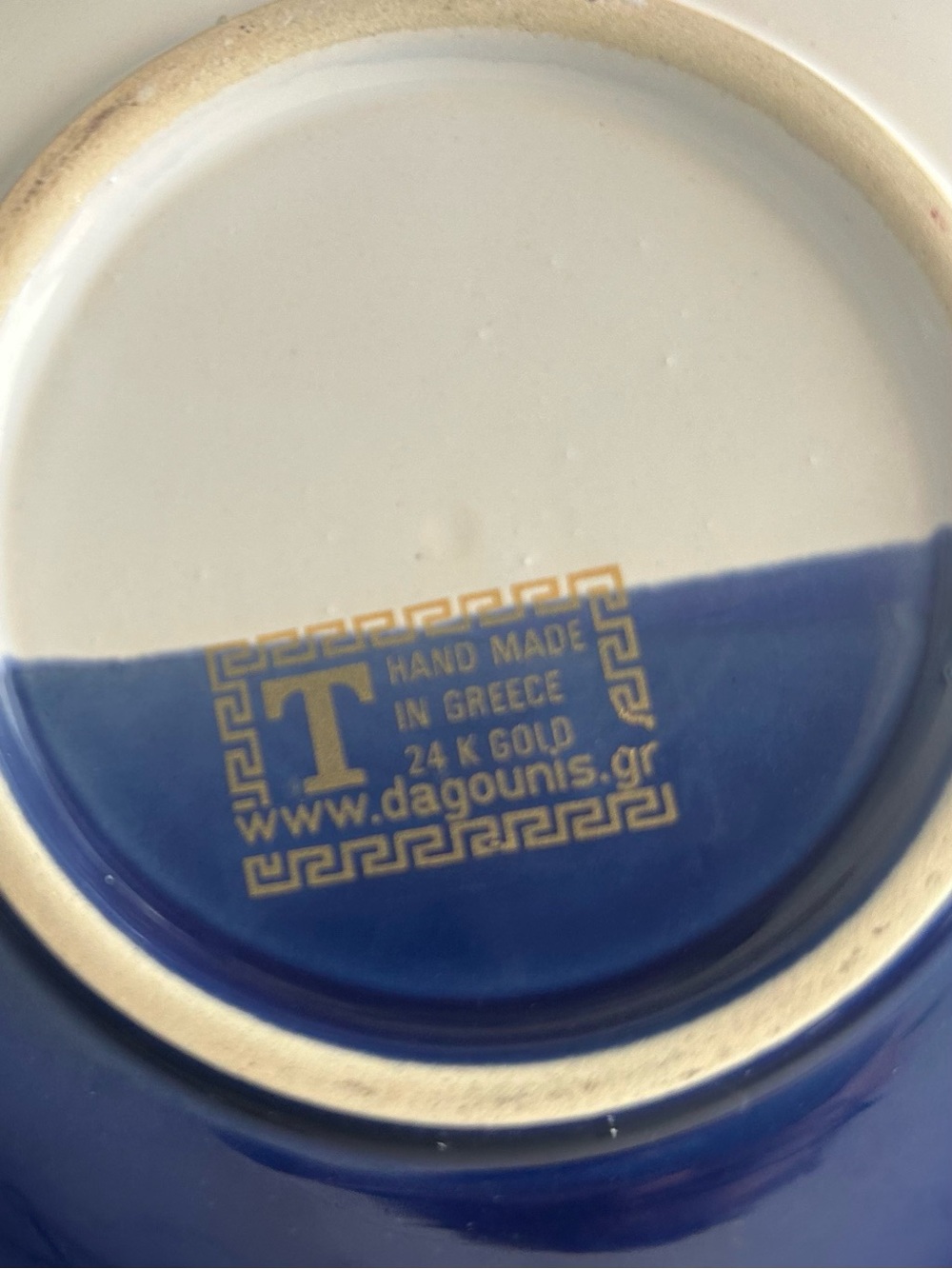 Vintage Gold-Trimmed Cobalt Blue Greek  Scene Tea Cup & Saucer - Picture 5 of 10